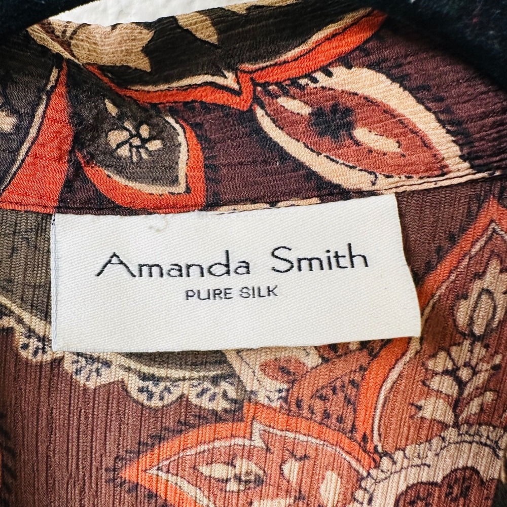 Vintage Y2K Amanda Smith Pure Silk Paisley Floral Sheer Button Up M - Picture 5 of 8